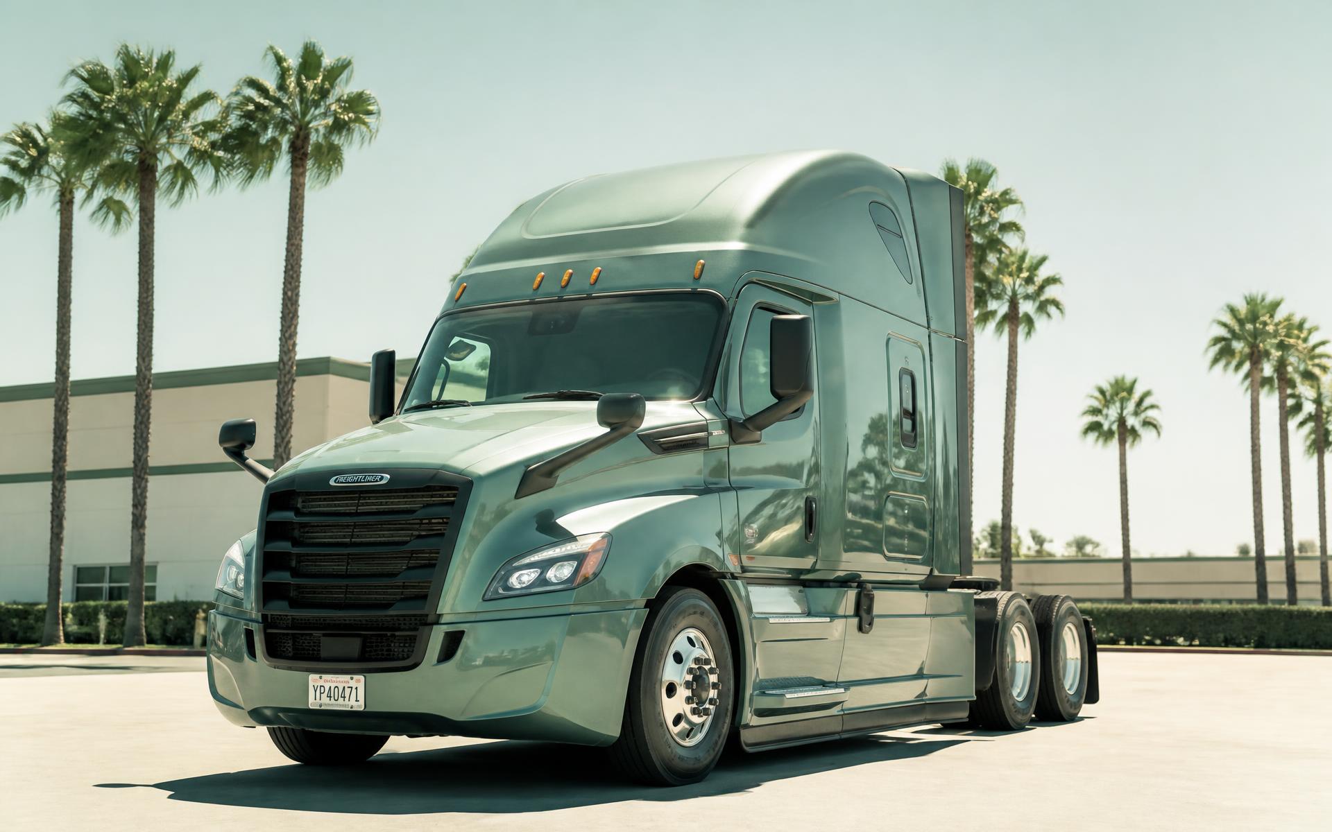 Clean diesel semi truck parked in a Southern California yard ready for a mobile CARB Clean Truck Check